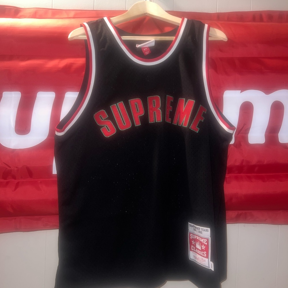 Supreme Black Tank Top with Red Lettering